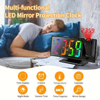 Digital Projection Alarm Clock LED with 180° Rotation, Temperature Display, Adjustable Brightness, Night Mode & Snooze - USB Powered Bedroom & Living Room Decor Clock