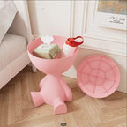 Bear Shaped Side Table Plastic Nightstand Cute Lamp Stand Coffee Cup Holder Compact Bedroom Living Room Decor Black Grey Coffee Green Pink