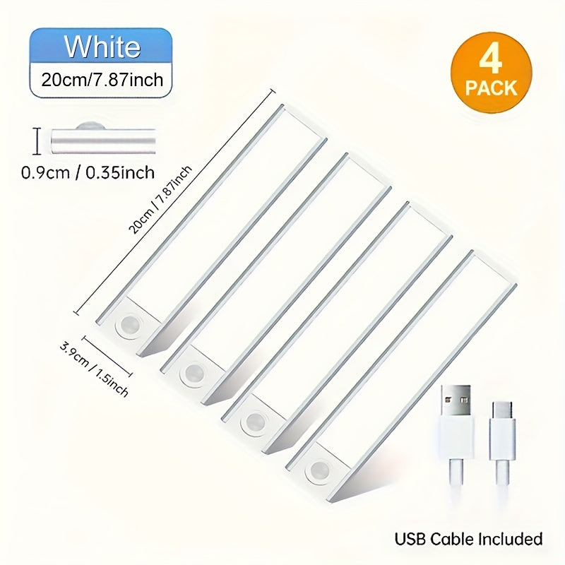 LED Motion Sensor Under Cabinet Lights USB Rechargeable – 3 Color Temperatures Wireless Stick-On Magnetic Night Light for Kitchen Cabinet Closet Wardrobe Cupboard Stairs