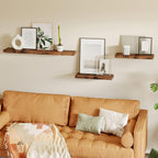 Floating Shelves for Wall 4-Pack 15.8 Inch - Brown Wall Mounted Shelf with Invisible Bracket for Bathroom, Living Room, Bedroom, Kitchen & Office Decor