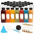 16oz Plastic Juice Bottles with Caps Bulk Set - Reusable Clear Beverage Containers with Lids for Juice Smoothies Milk Refrigerator Storage