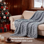 Checkered Fleece Throw Blanket Ultra Soft Cozy Shaggy Jacquard for Couch Bed Bedroom All Season Machine Washable Twin Full Queen