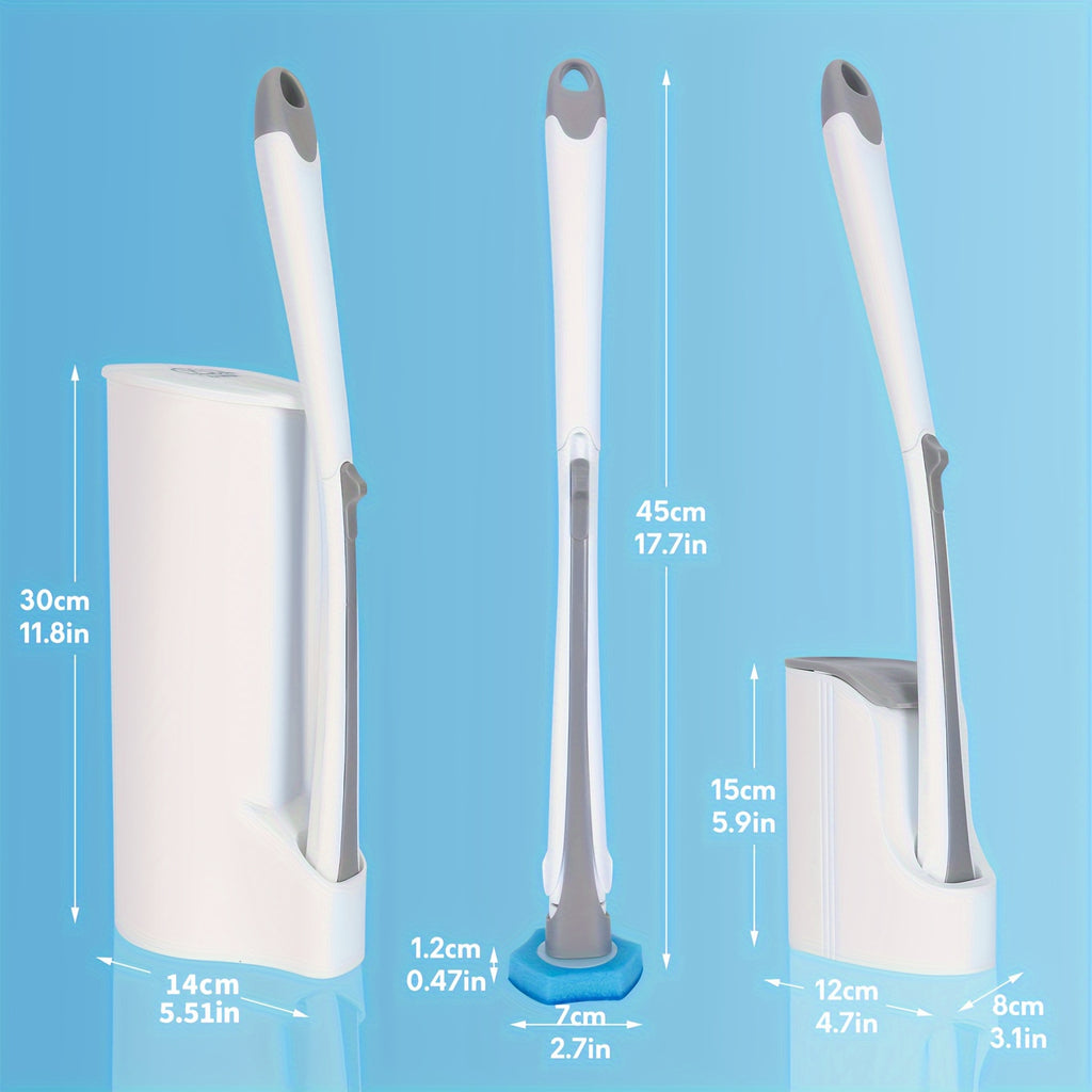 Disposable Toilet Brush Cleaning System with Holder & Refill Heads Wall or Floor Mount Hygienic No-Touch Bathroom Brush