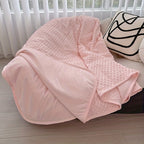 Cooling Throw Blanket & Shawl, 100% Polyester Breathable Lightweight Summer Blanket with Soundwave Embossed Striped Design & Ball Accents, Machine Washable Wrinkle-Resistant, 3 Sizes in Purple Pink White Blue Gray Green