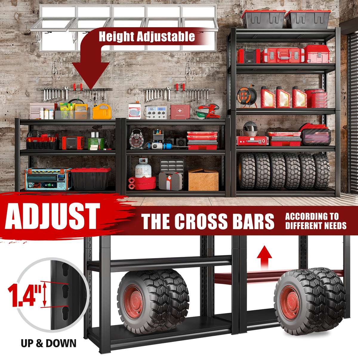 Heavy Duty 5 Tier Metal Shelving Unit 72" Adjustable Storage Rack for Kitchen Garage Basement Warehouse – 3000 LB Capacity Industrial Standing Shelf
