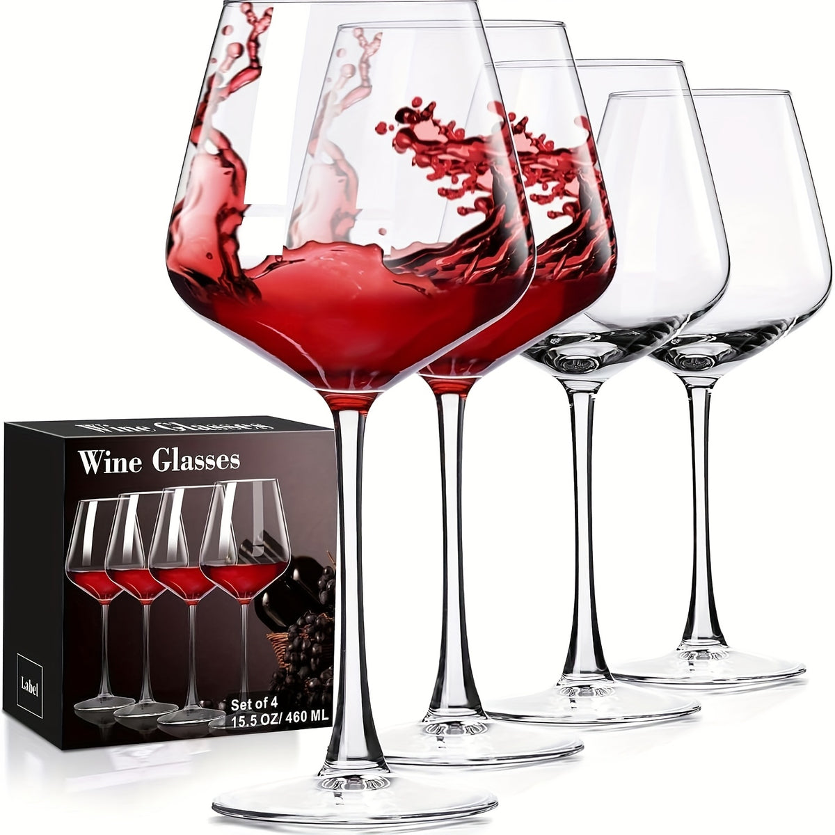 Burgundy Wine Glasses 460ml Artisan Crafted Red White Wine Glass 15.56oz for Women Men Weddings Birthdays Mother's Day Gift