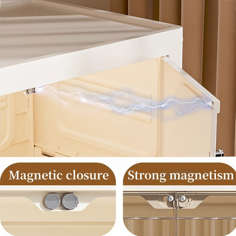 Stackable Foldable Storage Cabinet with Lids – Rolling Wardrobe Organizer 3/4/5/6 Tier with Magnetic Doors, 360° Wheels & Handles for Bedroom, Closet, Kitchen & Office