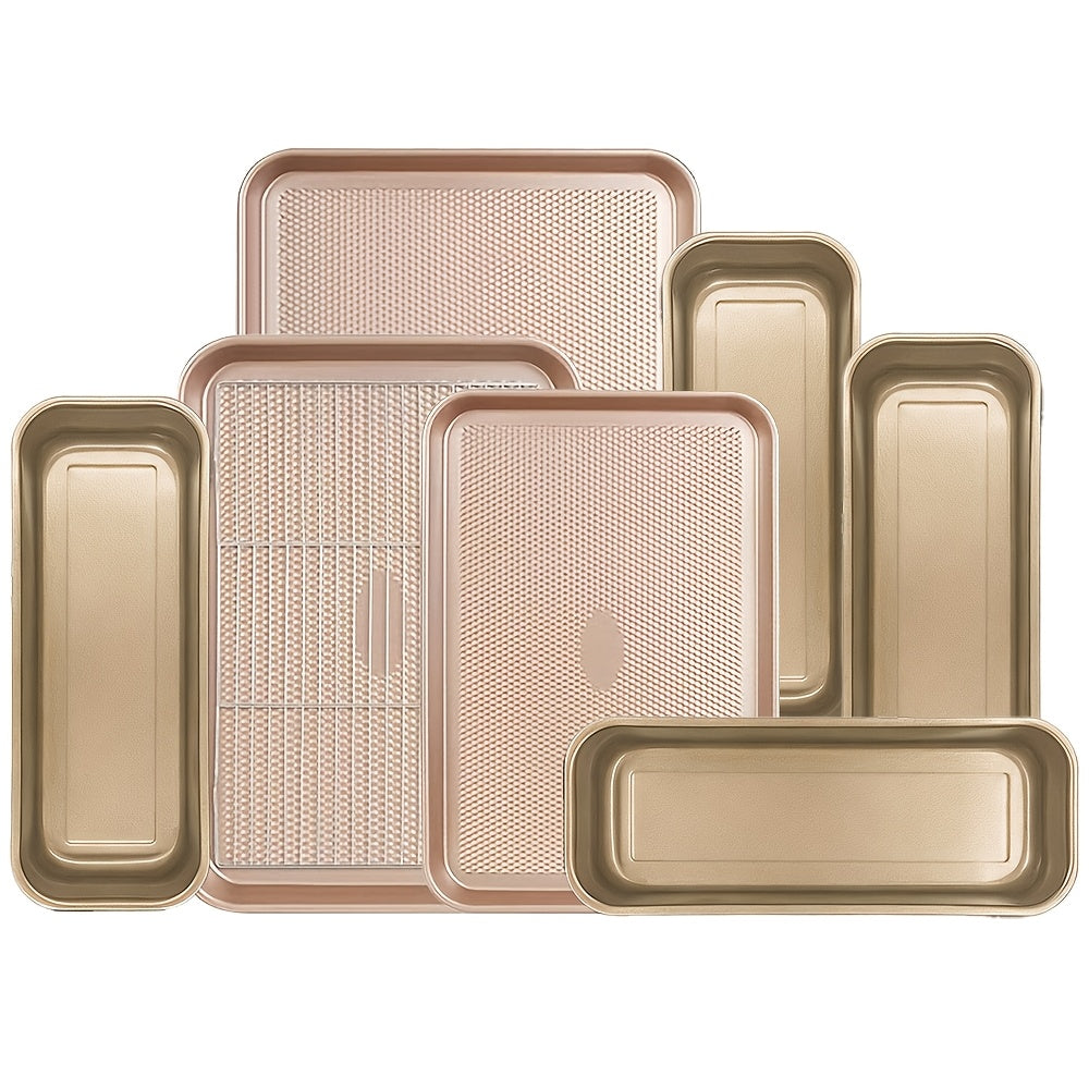 Golden Loaf Pan Set - 4 or 8 Piece, 33cm/12.99 Inch Nonstick Bread Pan for Oven Baking, Pound Cake, Toast & Holiday Baking, Bundle Options with Bread Box, Baking Pan & Cooling Rack