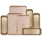 Golden Loaf Pan Set - 4 or 8 Piece, 33cm/12.99 Inch Nonstick Bread Pan for Oven Baking, Pound Cake, Toast & Holiday Baking, Bundle Options with Bread Box, Baking Pan & Cooling Rack