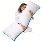 Firm Full Body Pillow for Adults – Long Bed Pillow for Side, Back & Stomach Sleepers | Supportive Body-Length Sleep Pillow in Grey & Pink
