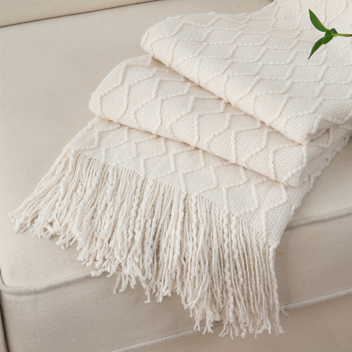 Tassel Throw Blanket Soft Warm Decorative for Couch Bed Sofa Autumn Winter Home Decor 50x60 Inch Ivory Khaki Dark Gray Navy Sage Rust Red