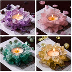 Natural Crystal Candlestick Holder Handmade Rose Quartz Citrine Amethyst – Unique Home Decor Candle Holder Gift for Teacher Appreciation Festival Holiday