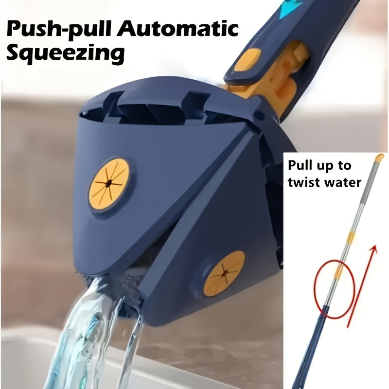 360 Rotating Spin Mop Hands-Free Wet Dry Floor Cleaner with Long Handle – Multi-Surface Home Cleaning Mop, No Battery Required