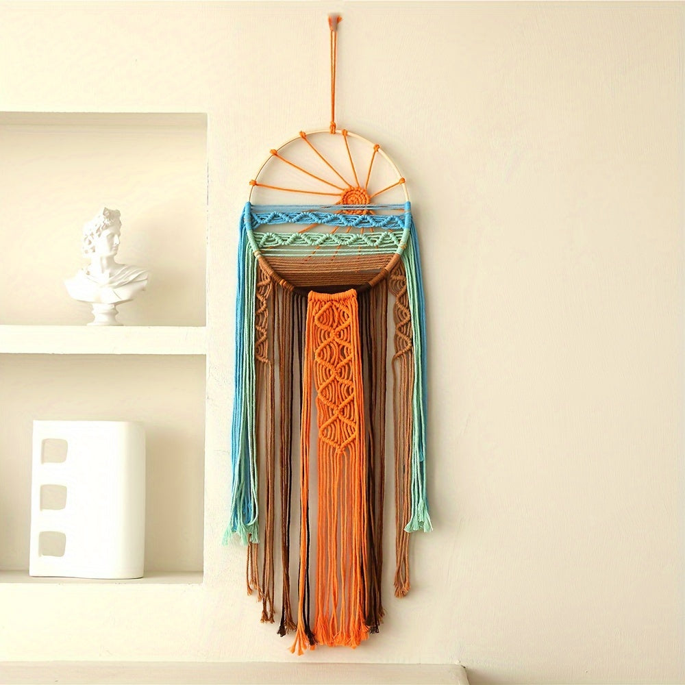 Bohemian Woven Wall Hanging Tapestry Sunrise Sunset Design Boho Wall Decor for Living Room Bedroom Wedding Valentine's Day Thanksgiving Home Decor Woven Tapestry Wall Art Aesthetic Room Decor Gift