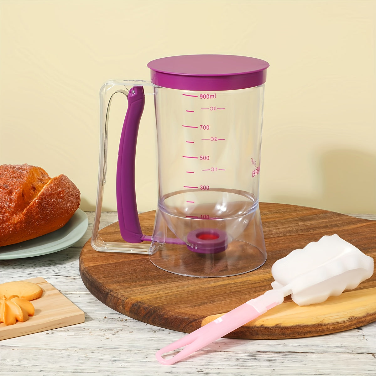Pancake Batter Dispenser Set 2-Piece Handheld Batter Separator with Squeeze Handle & Cleaning Brush – Cupcake Waffle Baking Tool, Mess-Free Kitchen Gadget for Perfect Portions