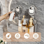 Suction Cup Shower Caddy – No-Drill Wall-Mounted Bathroom Organizer Shelf, Holds 10 lbs, Corrugated Grip, ABS Plastic Rack for Shower Essentials, Cosmetics & Toiletries (1 or 2 Pack)