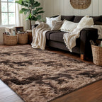 Velvet Shag Area Rug with Non-Slip Backing – Super Soft Plush Indoor Carpet for Living Room, Bedroom & Kitchen, Tie-Dye & Solid Colors, 5 Sizes