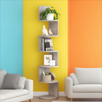 5-Tier Corner Floating Shelf Wall Mount Space-Saving Display Organizer Storage Rack for Bedroom Living Room 7.9x7.9x49.6 Inch Black White Brown