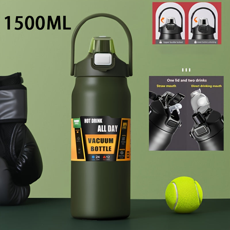 Large Capacity Vacuum Insulated Tumbler 1200ml/1500ml Stainless Steel - Leakproof Travel Mug Keeps Hot & Cold, for Travel Fitness Camping - Holiday Christmas Gift, 9 Colors