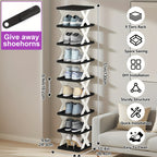 Stackable Shoe Rack Organizer 6 or 9 Tier – Plastic Vertical Shoe Shelf for Entryway, Hallway, Bedroom & Closet, Holds 6–9 Pairs, Easy Assembly, Black or White