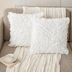 3D Ruffle Farmhouse Throw Pillow Covers Set of 2 – Handcrafted Cushion Pillowcase with Zipper, Soft Polyester, Multiple Colors & Sizes for Sofa Bed Couch Home Decor