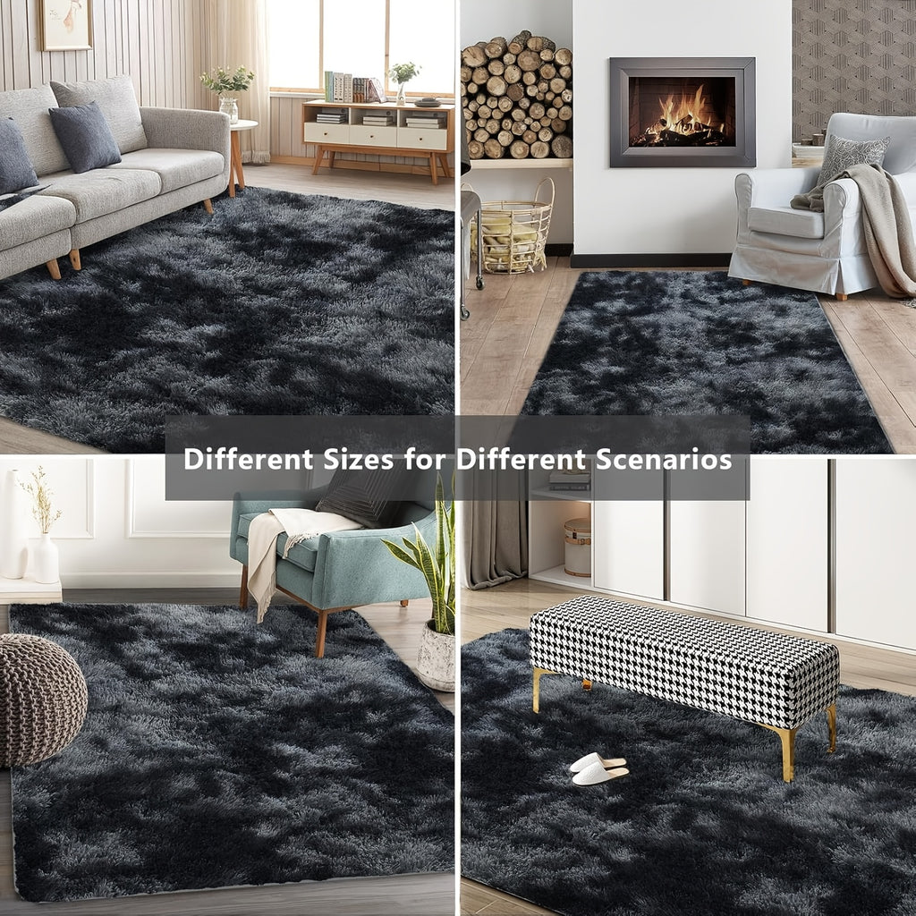 Tie-Dye Fluffy Area Rug – Ultra-Soft Thickened Plush Indoor Mat for Living Room, Bedroom & Office, 9 Colors 6 Sizes, Boho Machine-Woven Floor Carpet