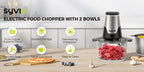 Mini Electric Food Processor & Meat Grinder 450W with 2 Bowls, 4 Bi-Level Stainless Blades & 2 Speeds, Electric Food Chopper for Baby Food, Meat, Onion & Vegetables, Great Christmas Gift