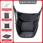 Hammock Chair Outdoor Swing Leisure Chair with Hanging Ropes Storage Bag Optional Pillow Garden Terrace Camping Orange Red Teal Black Gray