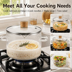Borosilicate Glass Pots with Lids Set of 2 Stovetop Safe 78Oz & 54Oz Saucepan for Soup Ramen Milk Heat Resistant
