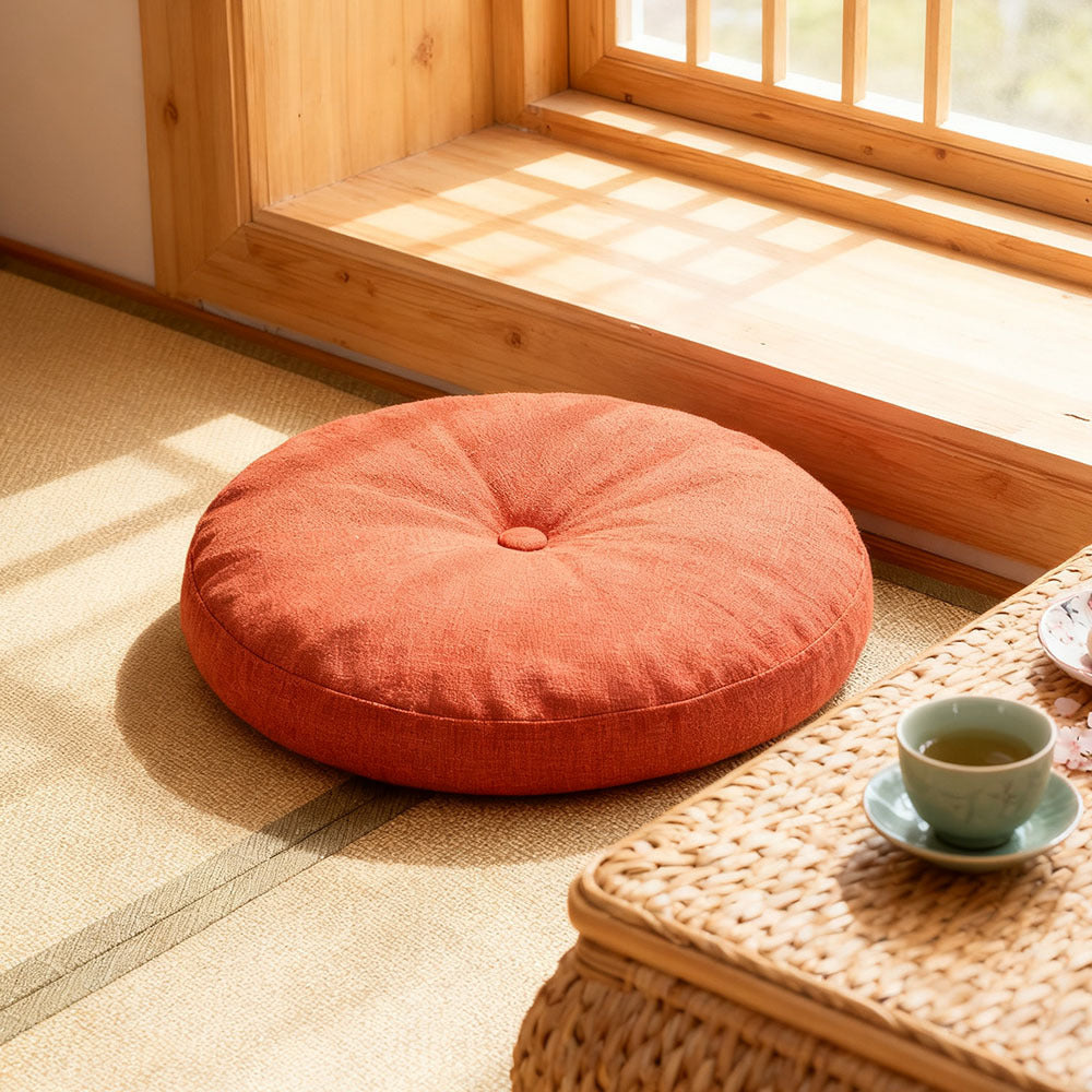 Round Seat Cushion 40x40cm 15cm Thick Firm Futon Meditation Mat Removable Linen Cover Chair Pad for Office Dining Chair Home Decor All Seasons Christmas