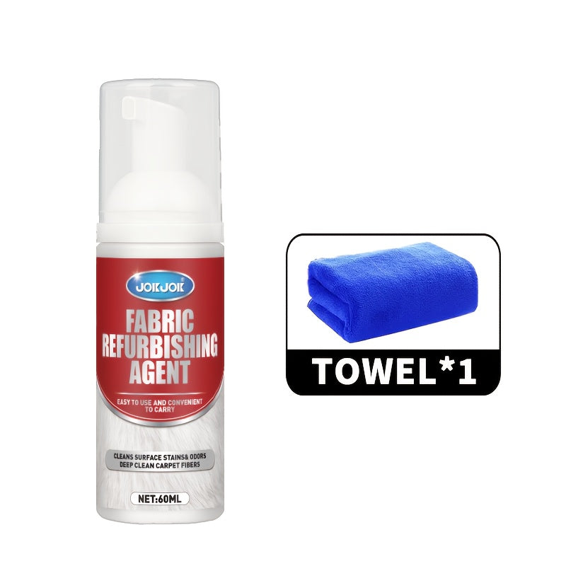 JOKJOK Professional Fabric & Upholstery Cleaner Spray 2.03 oz with Cleaning Towel – Glycerin-Based, Surfactant-Free Deep Stain Remover for Carpets, Sofas & Car Interiors