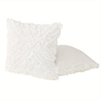 3D Ruffle Farmhouse Throw Pillow Covers Set of 2 – Handcrafted Cushion Pillowcase with Zipper, Soft Polyester, Multiple Colors & Sizes for Sofa Bed Couch Home Decor