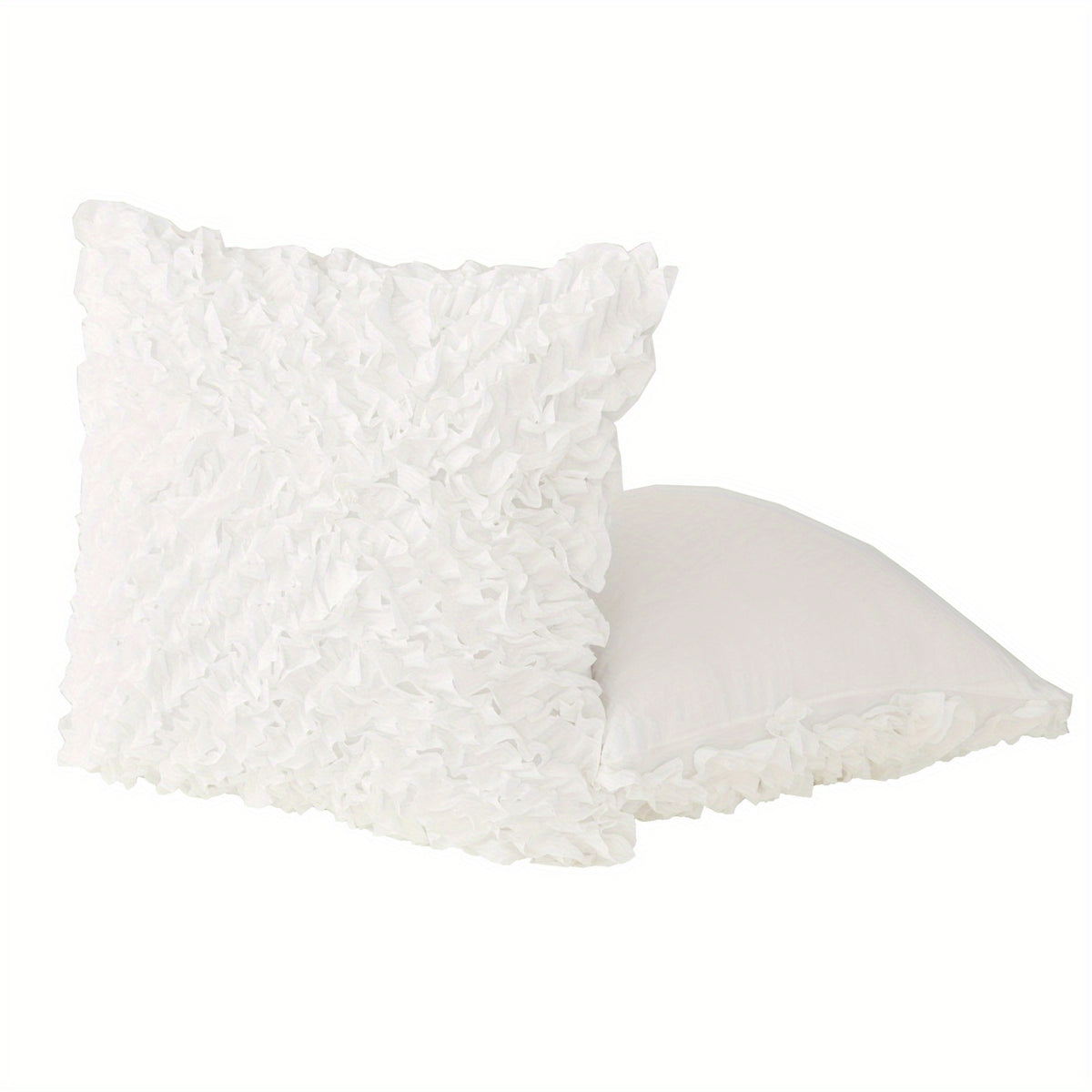 3D Ruffle Farmhouse Throw Pillow Covers Set of 2 – Handcrafted Cushion Pillowcase with Zipper, Soft Polyester, Multiple Colors & Sizes for Sofa Bed Couch Home Decor