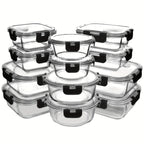 12-Pack Glass Food Storage Containers with Airtight Lids – Meal Prep Containers, Dishwasher Safe, BPA Free, Mother's Day & Holiday Gift Set