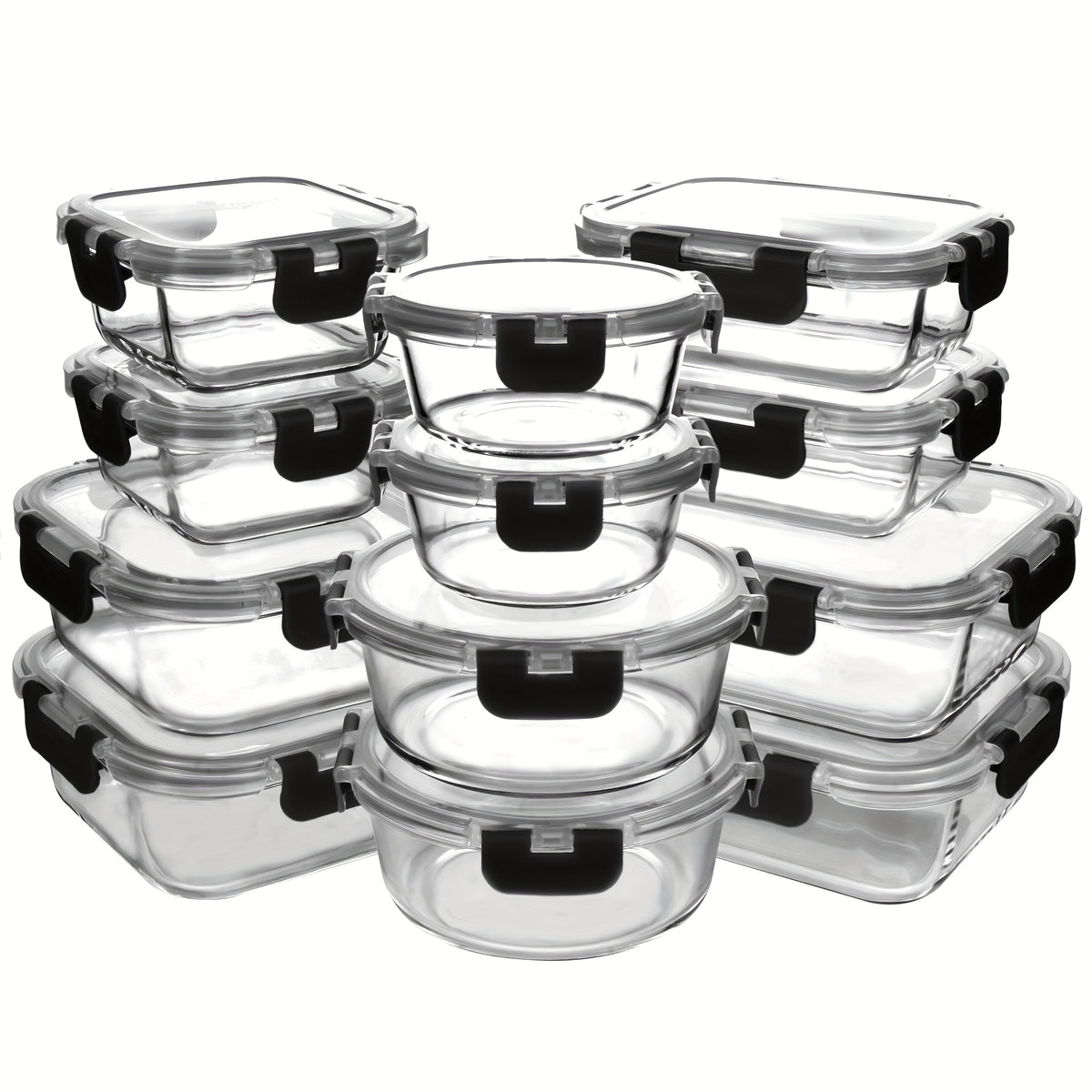 12-Pack Glass Food Storage Containers with Airtight Lids – Meal Prep Containers, Dishwasher Safe, BPA Free, Mother's Day & Holiday Gift Set