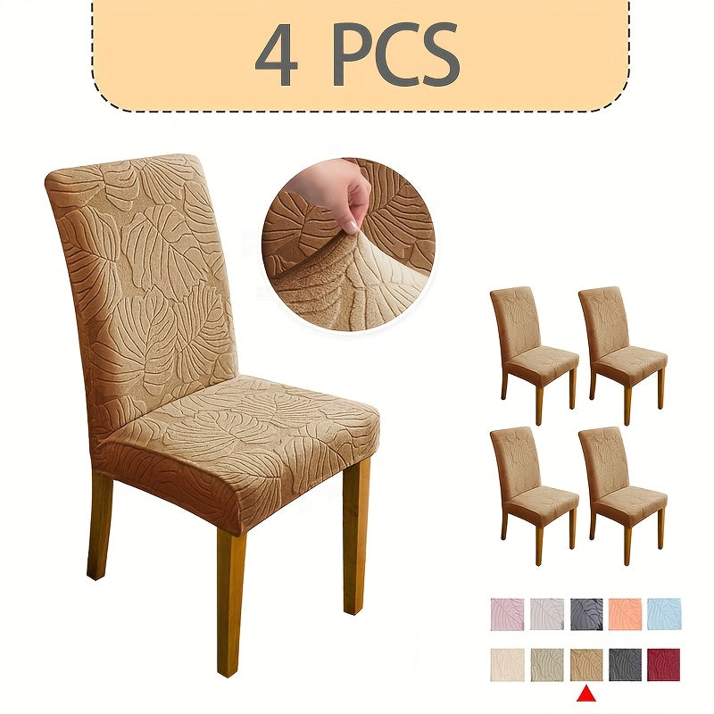 Jacquard Stretch Dining Chair Covers 4/6pcs – Removable Washable Elastic Chair Slipcovers for Dining Room & Kitchen, 10 Colors, Christmas & Holiday Home Decor Chair Protector