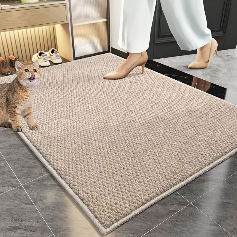Imitation Sisal Bathroom Mat Non-Slip Water Absorbent – Cat Scratch Resistant Entryway Doormat, Mud & Sand Removal, Easy to Clean, Dark Gray & Brown, 2 Sizes