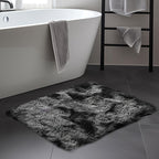 Tie-Dye Plush Mat Soft Absorbent Non-Slip Machine Washable Floor Mat for Living Room Bedroom Bathroom Dark Gray Black Light Gray Pink
