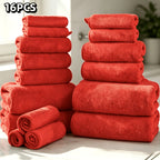 16-Piece Ultra-Soft Coral Fleece Bath Towel Set – 4 Bath Towels, 6 Hand Towels & 6 Washcloths | Quick-Dry, Highly Absorbent | Home, Hotel & Spa