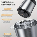 300W Electric Food Chopper & Meat Grinder, 2L, 4 Bi-Level Stainless Steel Blades, 2 Speed Modes, Low Noise — Chops Meat, Vegetables, Fruits, Nuts & Herbs, Easy Clean