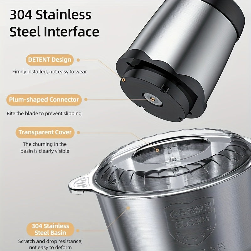300W Electric Food Chopper & Meat Grinder, 2L, 4 Bi-Level Stainless Steel Blades, 2 Speed Modes, Low Noise — Chops Meat, Vegetables, Fruits, Nuts & Herbs, Easy Clean