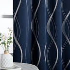 Blackout Curtains 2 Panels Set Grommet Top Thermal Insulated – Noise Reducing Wave Foil Print Drapes Bedroom Living Room Patio Sliding Door