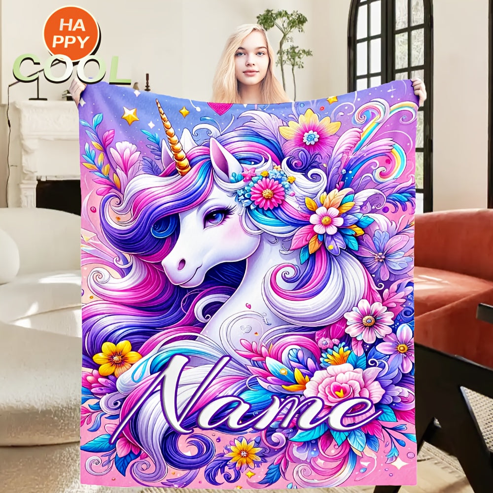 Unicorn Flannel Blanket – Soft Warm Digital Print Fleece Plush Throw for Kids | Machine Washable, Hypoallergenic | 30”×40” | 5 Designs