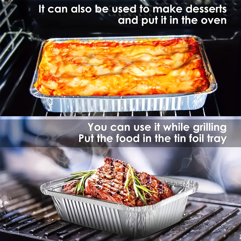 Disposable Aluminum Foil Pans 30 Pack with Lids – Square Tin Foil Meal Prep Containers for Oven, BBQ & Baking | Thick Heavy-Duty Takeaway Boxes