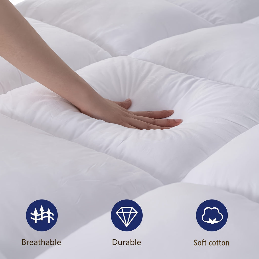 Quilted Pillow Top Mattress Topper - Ultra Soft Cooling Mattress Pad for Deep Beds, 450G/900G/1200GSM Fill, Twin Full Queen King Cal King, White Gray Green