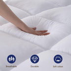 Quilted Pillow Top Mattress Topper - Ultra Soft Cooling Mattress Pad for Deep Beds, 450G/900G/1200GSM Fill, Twin Full Queen King Cal King, White Gray Green