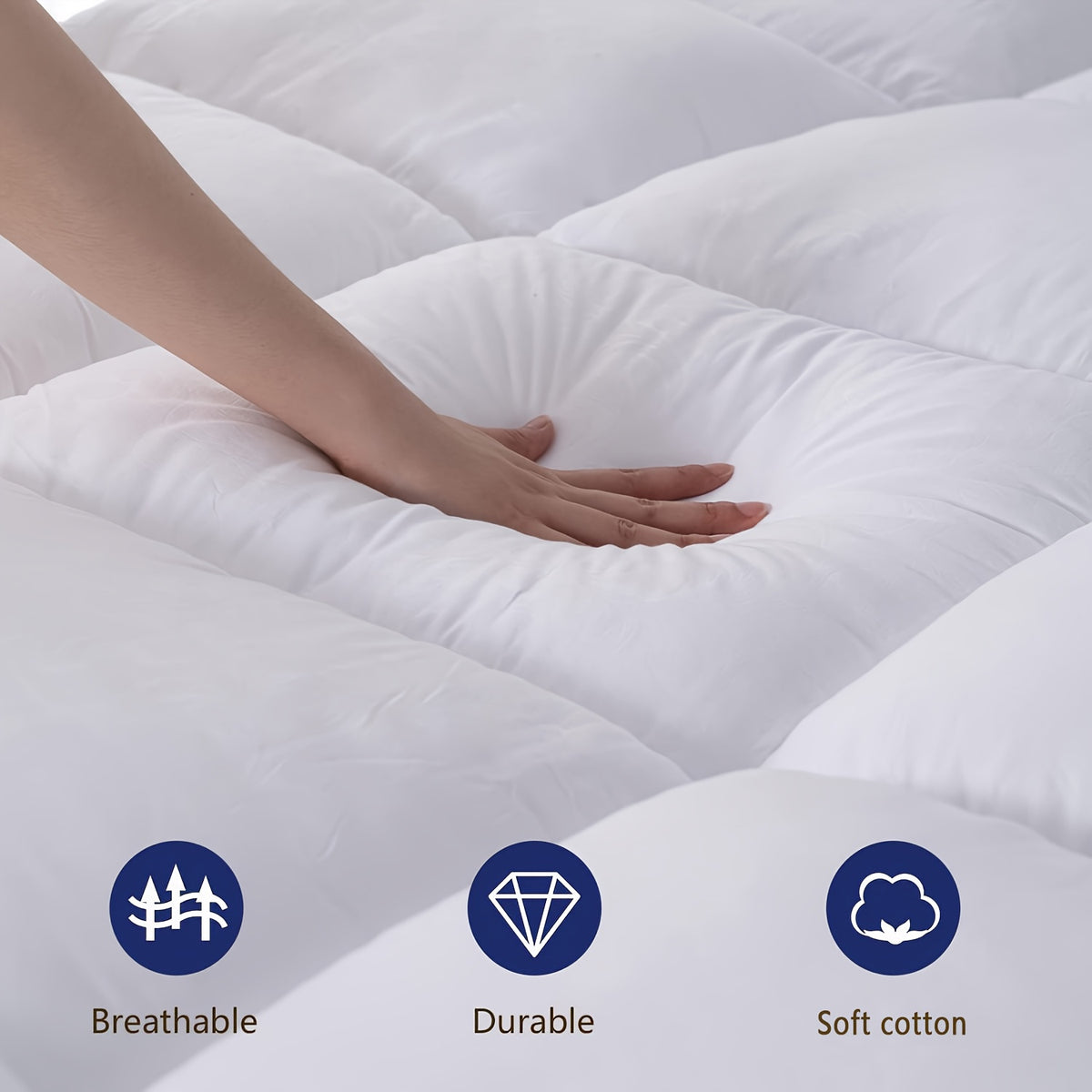 Quilted Pillow Top Mattress Topper - Ultra Soft Cooling Mattress Pad for Deep Beds, 450G/900G/1200GSM Fill, Twin Full Queen King Cal King, White Gray Green