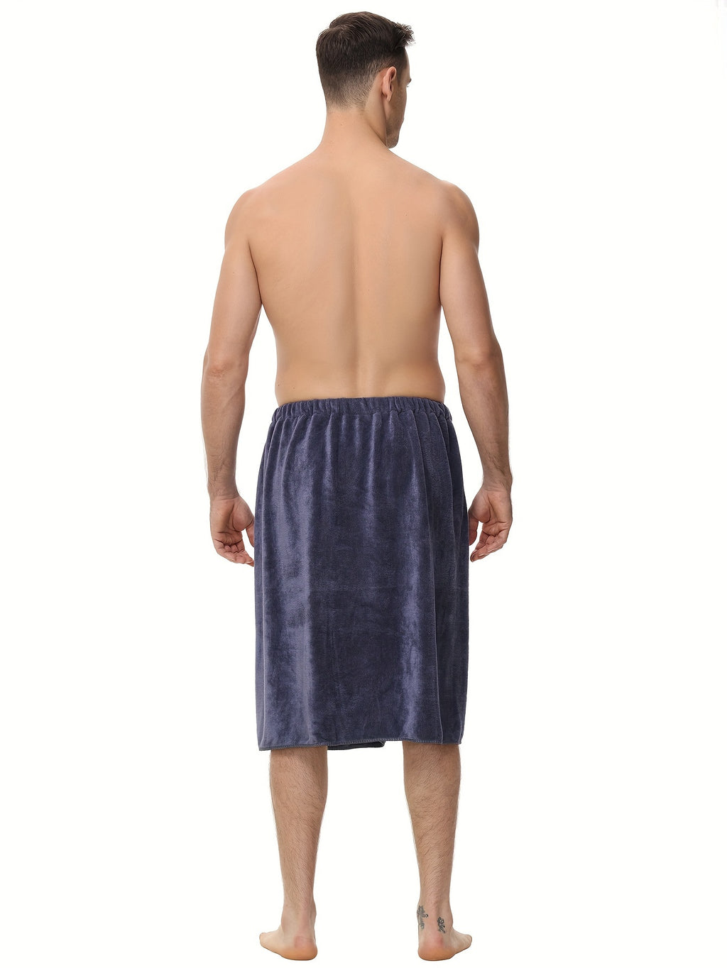 Men's Wearable Bath Towel Wrap & Bathrobe – Soft Absorbent 320 GSM Suede Body Towel for Shower, Spa & Gym | Solid Color Bathing Robe