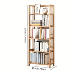 5-Tier Multifunctional Bamboo Bookshelf & Display Rack – Space-Saving Standing Storage Shelf for Home Office Living Room Nordic Minimalist Style Easy Assembly