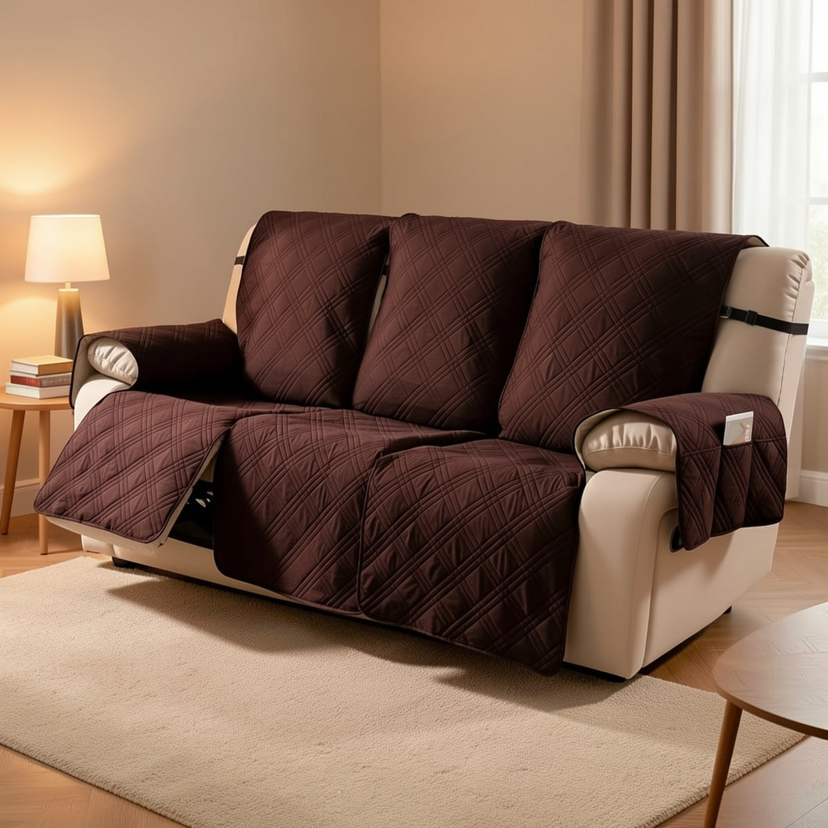 Recliner Slipcovers 3pcs Set – Waterproof Non-Slip Elastic Quilted Recliner Chair Cover Furniture Protector for Living Room Bedroom Office, Valentine's Day Gift Home Decor